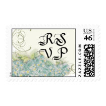Floral RSVP Wedding Postage Aqua Hydrangea Swirl
