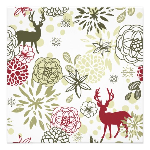 Floral Rustic Deer Christmas Party Invitation