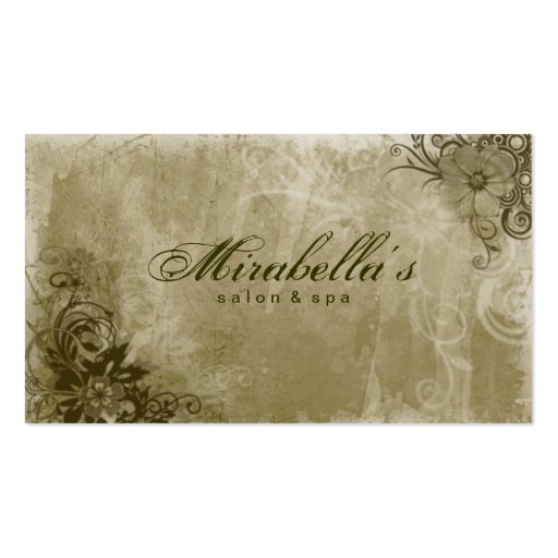 Floral Salon Spa Business Card Grunge Green