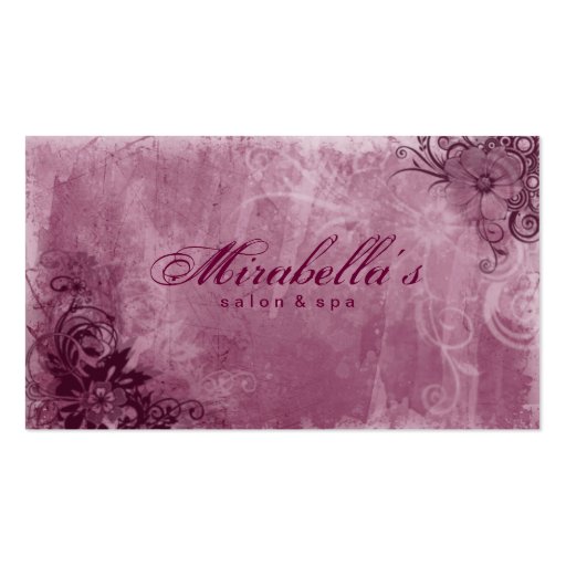 Floral Salon Spa Business Card Grunge Pink (front side)