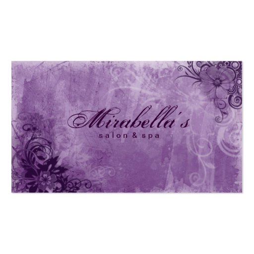 Floral Salon Spa Business Card Grunge Purple