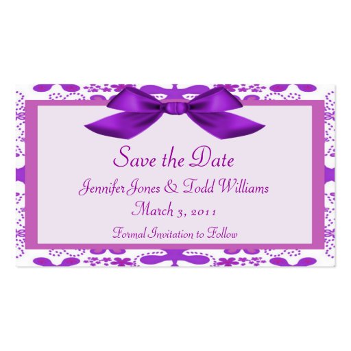 Floral Save the Date Business Card Template (front side)