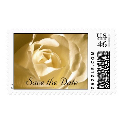 Floral Save the Date Cream Rose Photo Stamp