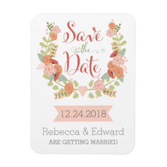 Floral Save the Date Magnet Rectangle Magnets
