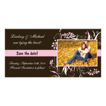Floral Save the Date Wedding - Pink Photo Card Template