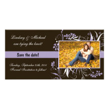 Floral Save the Date Wedding - Purple Personalized Photo Card