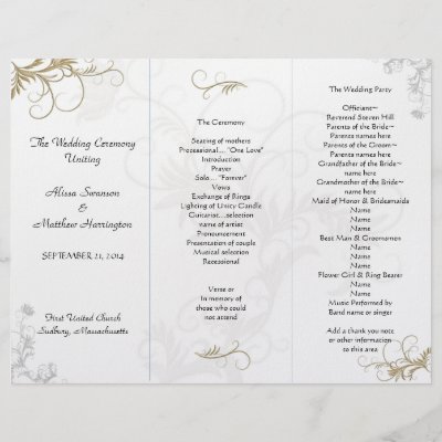 Free Wedding Program Templates on Floral Scrollwork Wedding Program Template Personalized Letterhead By