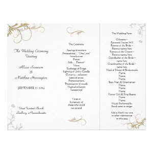 Floral Scrollwork Wedding Program Template Personalized Letterhead