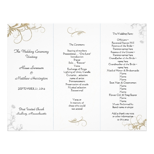 Floral Scrollwork Wedding Program Template Letterhead Zazzle
