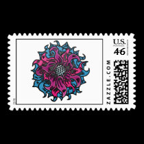 floral shap black stamps