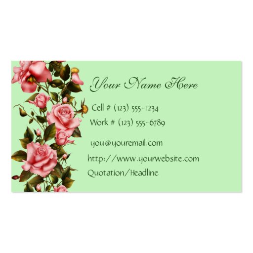 Floral Shop Roses Business Card (front side)