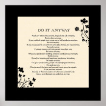 Floral Silhouette "Do It Anyway" Posters