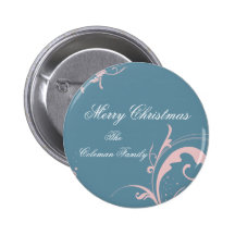 FLORAL SPARKLING CHRISTMAS PINBACK BUTTONS