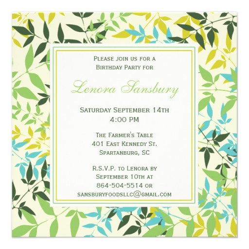 Floral Square Birthday Party Invitation