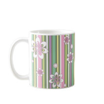 floral stripes_2a mugs by VioDeSign floral stripes_2a mugs