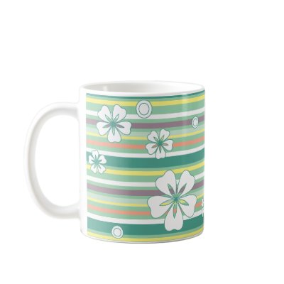 floral stripes_4 mugs by VioDeSign