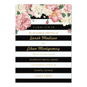 Floral Stripes Wedding Invitations 5