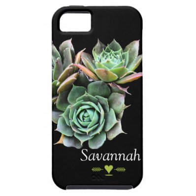 Floral Succulent on Black iphone 5 case