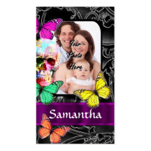 Floral sugar skull and butterflies business cards
