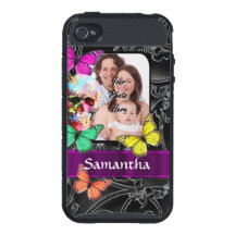 Floral sugar skull and butterflies iPhone 4/4S covers