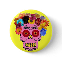 Floral Sugar Skull buttons by JuJuGarden Floral Sugar Skull buttons