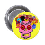 Floral Sugar Skull Button