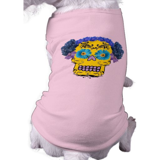Floral Sugar Skull Doggie T Shirt