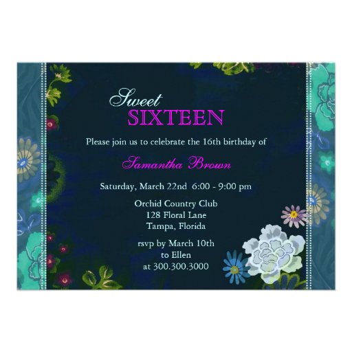 Floral Sweet Sixteen Invitation