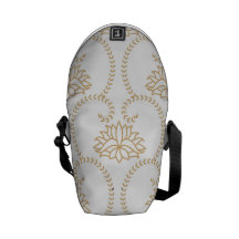 floral swirl dainty lotus damask pattern messenger bags