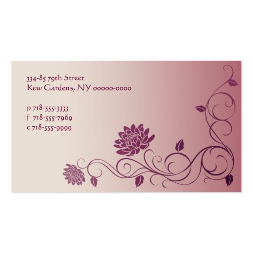 Floral Swirl Edge Business Card (back side)
