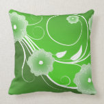 Floral Swirl in Green Throw Pillows