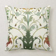 Floral Swirl Leaf Vector Pillow Design