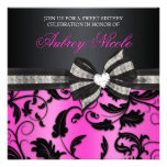Floral Swirl Sweet Sixteen Invite With Jeweled Bow