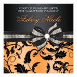 Floral Swirl Sweet Sixteen Invite With Jeweled Bow