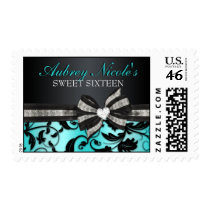Floral Swirl Sweet Sixteen Stamps With Jeweled Bow