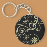 Floral Swirls Black keychains