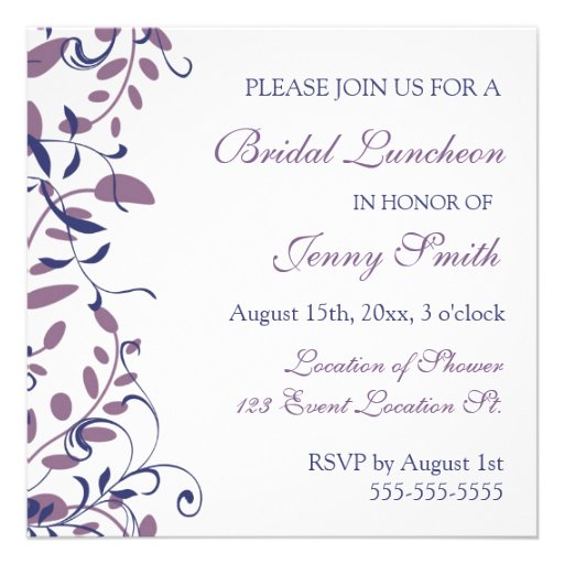 Floral Swirls Bridal Luncheon Invitation Cards