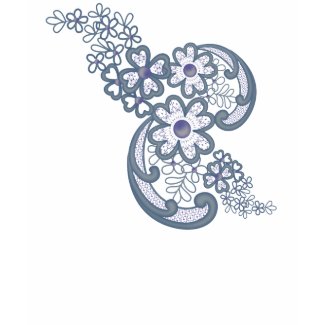 An artistic design in blue: lots of stylized blooms that look a lot like daisies, with ornamental swirls a decoration. A great gift for flower lovers and romantics. Also available on lots more products!
