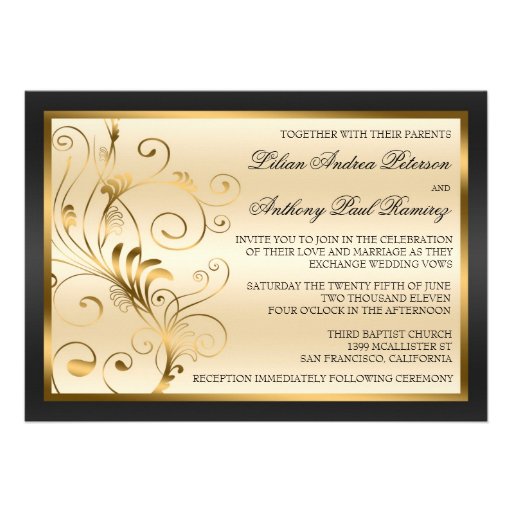 Floral Swirls Wedding Invitation