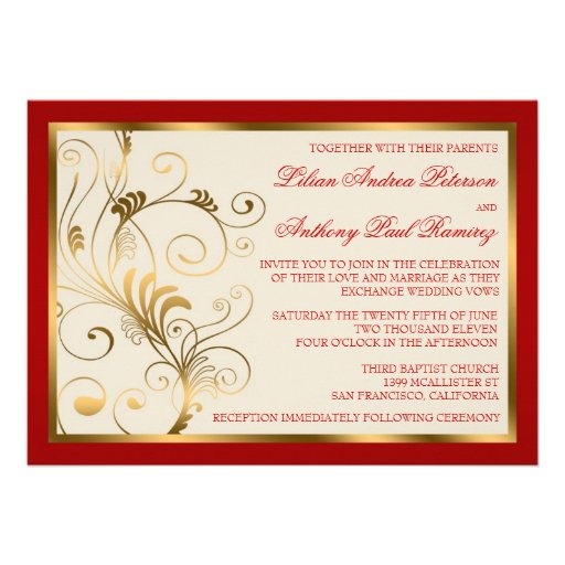 Floral Swirls Wedding Invitation