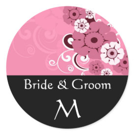 Floral Swirls Wedding Monogram Initial Stickers sticker