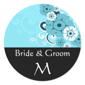 Floral Swirls Wedding Monogram Initial Stickers sticker