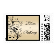 Floral Swirls Wedding Stamps