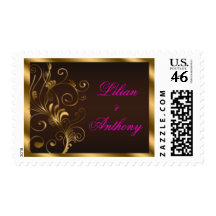 Floral Swirls Wedding Stamps