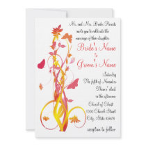 Floral Tangle with Butterflies Wedding Invitation
