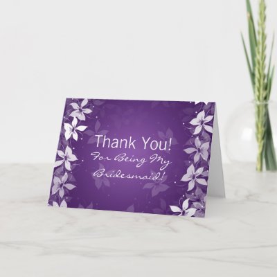 Floral Thank You Bridesmaid Exotic Blooms Purple Cards
