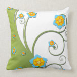 Floral Vector Design Pillow in Green and White