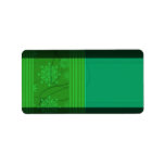 Floral verde elegante y rayas etiqueta de dirección