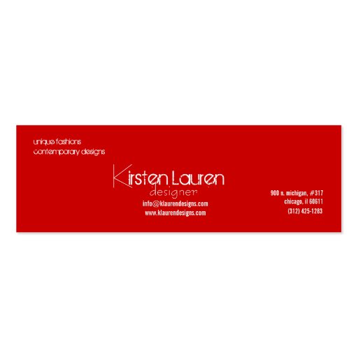 floral vine skinny business card (back side)