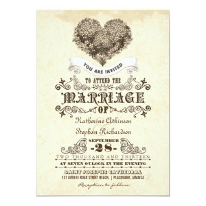 floral vintage heart wedding invitations 5